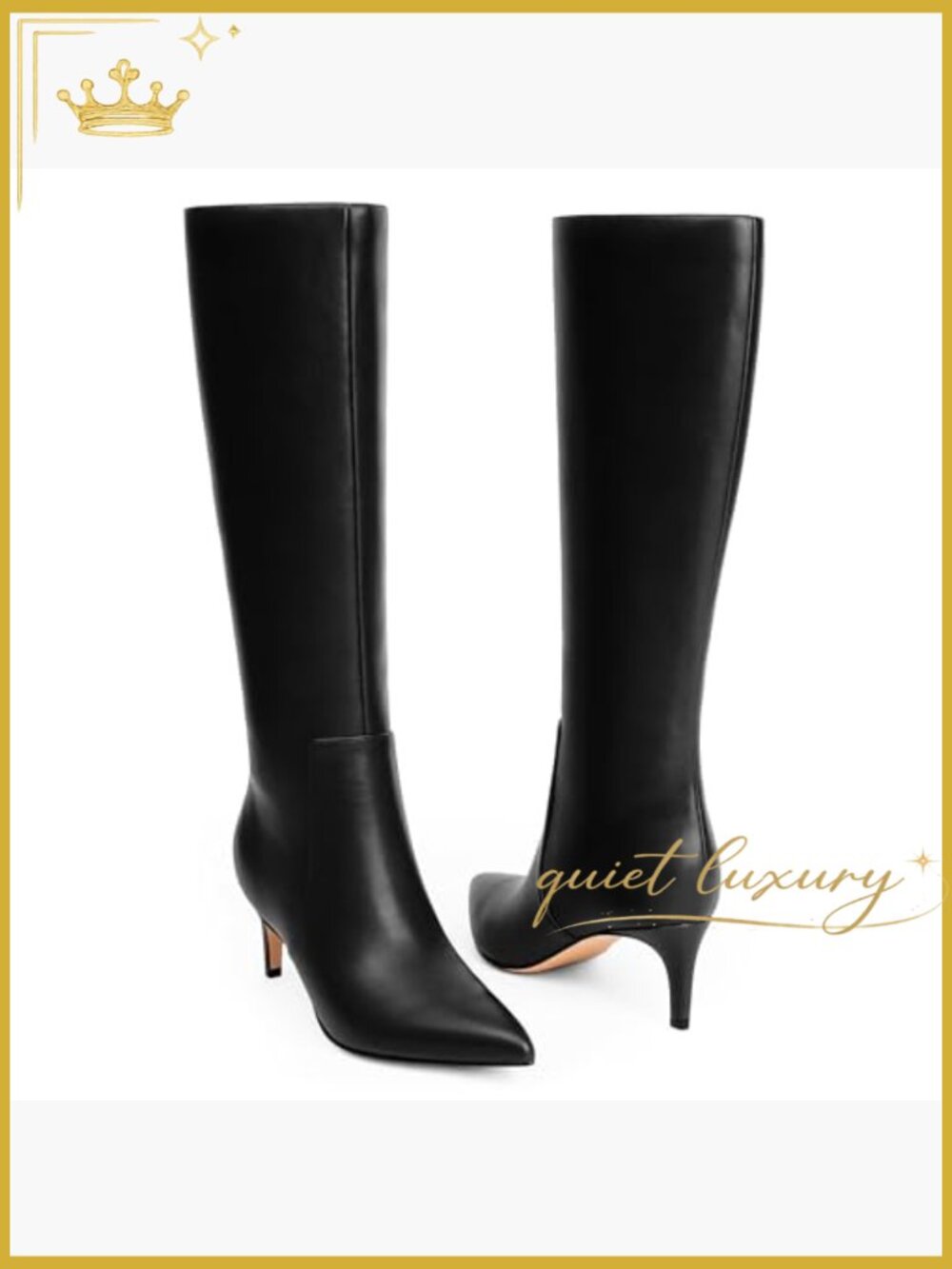 Knee High Boots Pointed Toe Kitten Heel Side Zipper Women's Boots Size 6-11 - Picture 4 of 7